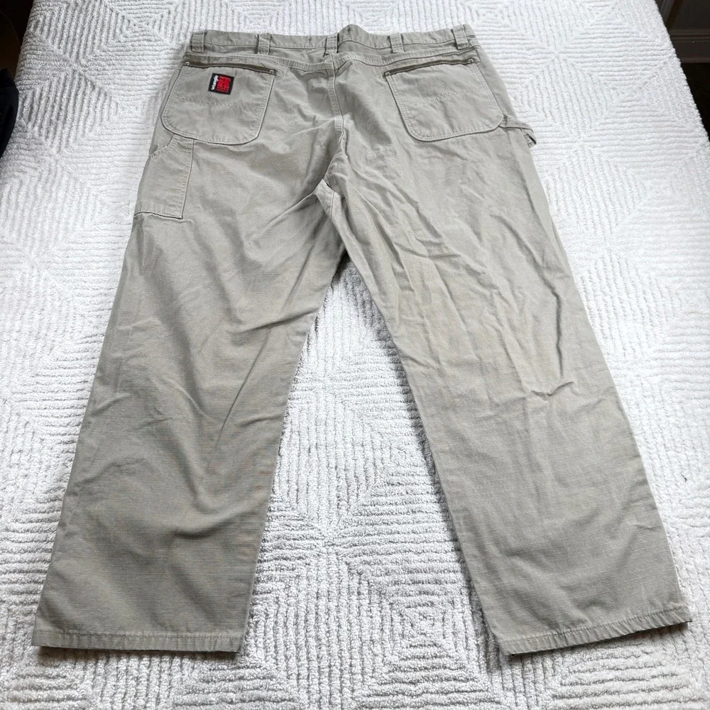 Wrangler Riggs Workwear Carpenter Pants Mens 42x30 Khaki Ripstop Utility Rugged